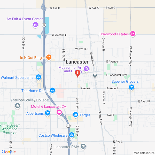 Budget Insurance & Tax location map: 44702 10th St W, Lancaster, CA 93534, Lancaster, CA
